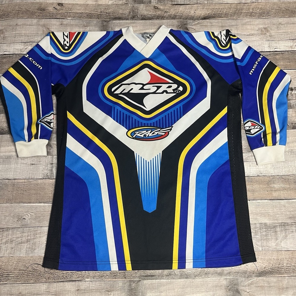 MSR Jersey Men's Size XL Blue Vintage 90s Rage Motocross Apparel